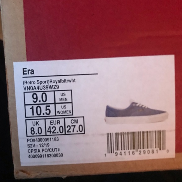 NEW Vans Era Retro Sport Royal Blue White - Picture 5 of 5